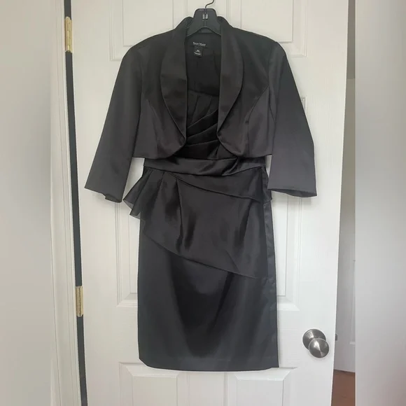 White House Black Market satin strapless cocktail dress. - Picture 3 of 5